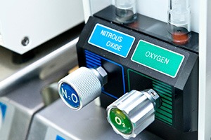 Knobs on machine for nitrous oxide sedation