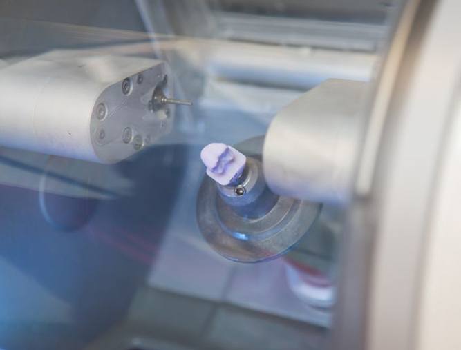 Block of dental ceramic inside CEREC machine