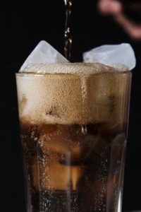 Glass of soda with ice