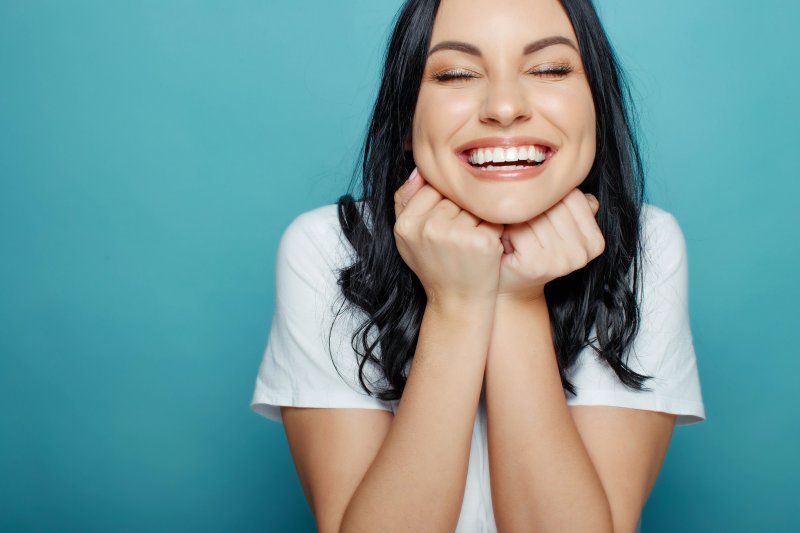 Lady has lovely smile.